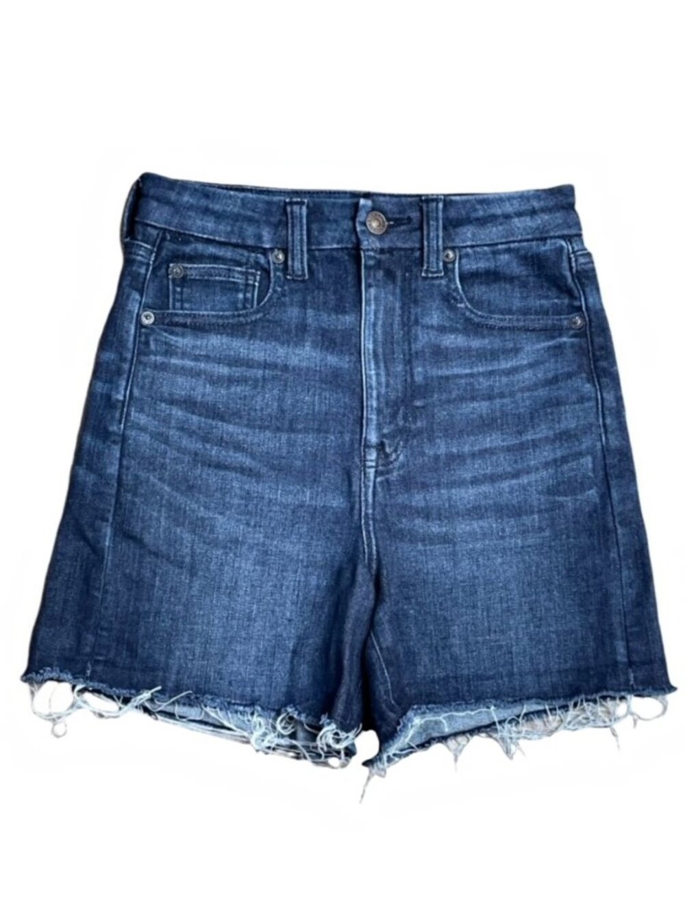 AMERICAN EAGLE Curvy Super Hi-Rise Shortie Ne(x)t Level Stretch Jean Shorts